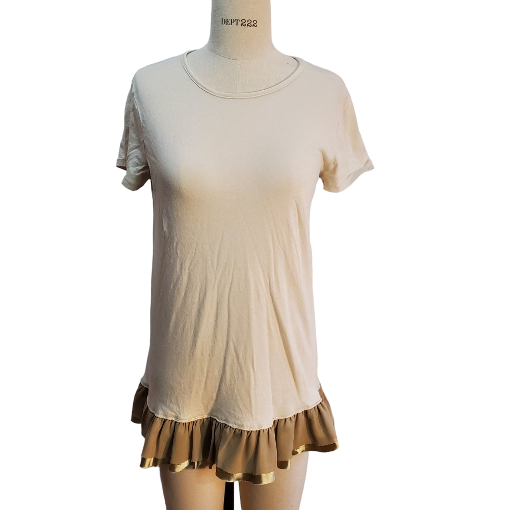 Simply Vera Wang Tan Flutter Hem‎ Top Size M